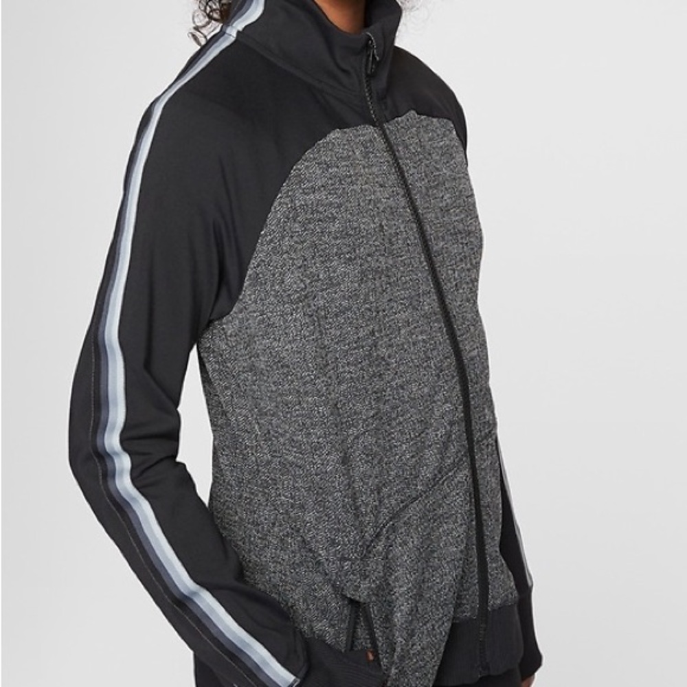 Athleta Girls  Black and Gray Zip-Up Track Hoodie